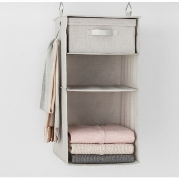 NEW Hanging Closet Storage Organizer – 3 Tiered Gray Hanging Shelf (*PRICE FIRM) - Picture 6 of 9